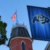 CU Buffs banner next to Old Main