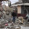 Houses, allegedly destroyed by shelling, in Ganja, Nagorno Karabakh