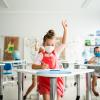 elementary students wearing masks in classroom