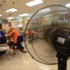 Fan pointed toward students in classroom