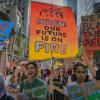 Young people demonstrate ahead of a climate summit in New York in September 2023