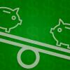 Two piggy banks on an unbalanced scale