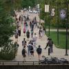 CU students walking on campus on the first day of classes