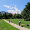 students walking on campus