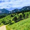 A view of a path leading up to the Flatirons