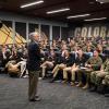 Retired Gen. George W. Casey Jr. speaks to ROTC and leadership students at CU Boulder