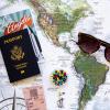 Stock image of a map and passport