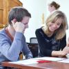 Two students in classroom