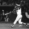 Hank Aaron swinging bat at the plate