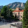 Hellems Building with the Flatirons in the background