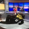 Chip helps promote College Friday on the set of 9News, a day supporting higher education in Colorado. Photo from the Colorado Department of Higher Education.