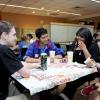 Students chat at International Coffee Hour