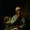 Woman of color holds finger over mouth in painting