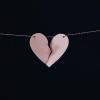 Pink paper heart torn in half