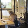 student studying on campus