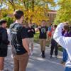 Leeds students talk in a circle during National Transfer Student Week