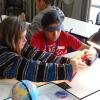 Students participate in a climate-based lesson during a workshop at CU Boulder. Photo credit: CIRES/CU Boulder