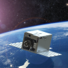 rendering of small satellite in orbit around Earth