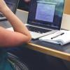 Girl working on Mac computer