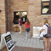 Students lined up for a COVID-19 test