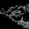 Dark craters seen from above on the moon