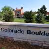 A decorative ledge on the CU Boulder campus engraved with University of Colorado Boulder (Photo by Casey A. Cass/University of Colorado)
