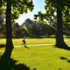 Person walking across Norlin Quad