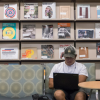 Student working on laptop in Norlin Library