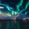 The Northern Lights over a glacier in the Arctic