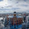 Old Main building taken from a drone