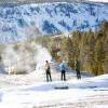 Snowshoeing on Old Faithful boardwalks