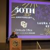 Laura Crawshaw presents during the Ombuds Office 50th anniversary celebration