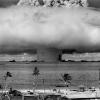 The U.S. Army tests a nuclear warhead off of Bikini Atoll in 1946.