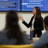 Grace Vaughn walks a panel of judges, including two CU alumni from Optera, through her team's recommendations