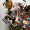 Meeting in a workplace.