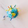 Globe map with push pins