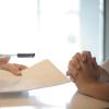 Signing a contract.