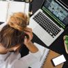 Woman with head down, stressed out 