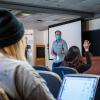 Students stay socially distanced and wear masks in Tom Zeiler’s class during the first week of in-person instruction on campus in the 2021 Spring semester. (Photo by Patrick Campbell/University of Colorado)