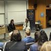 Entrepreneur David Adelman speaking with business students