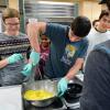 CU-Boulder students learning the basics of cooking