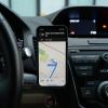 GPS directions displayed on a smartphone mounted in a vehicle