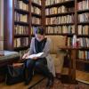 Deven Parker, a fifth-year graduate student in the English department, studies in the Hazel Gates Woodruff reading room.