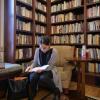 Grad student studying in reading room