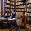 Grad student studying in reading room