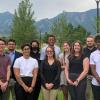 Students posing with Flat Irons in the background.