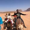 CU students riding camels in Jordan