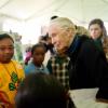 Jane Goodall speaking to children
