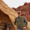 Ryan Hayward on a hike with his two dogs