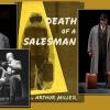 Death of a Salesman book cover and scenes from the movie and staged plays